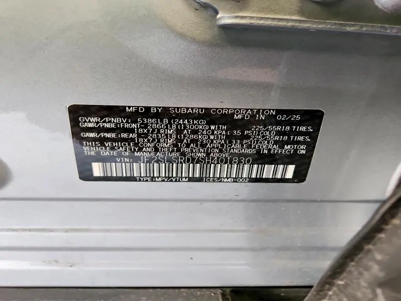 2025 SUBARU FORESTER LIMITED  