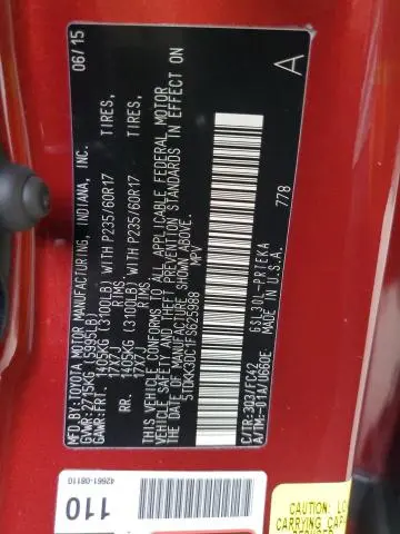 2015 TOYOTA SIENNA LE  