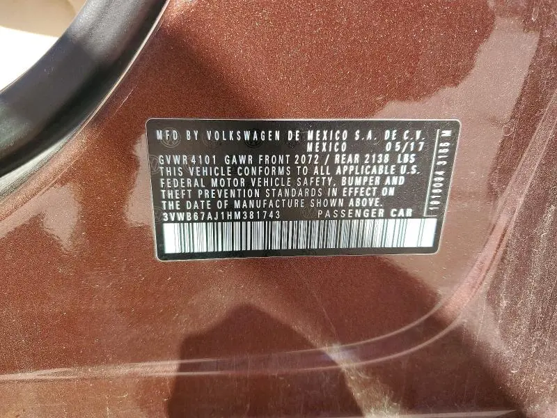 2017 VOLKSWAGEN JETTA SE  