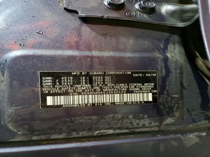 2018 SUBARU LEGACY 2.5I LIMITED  