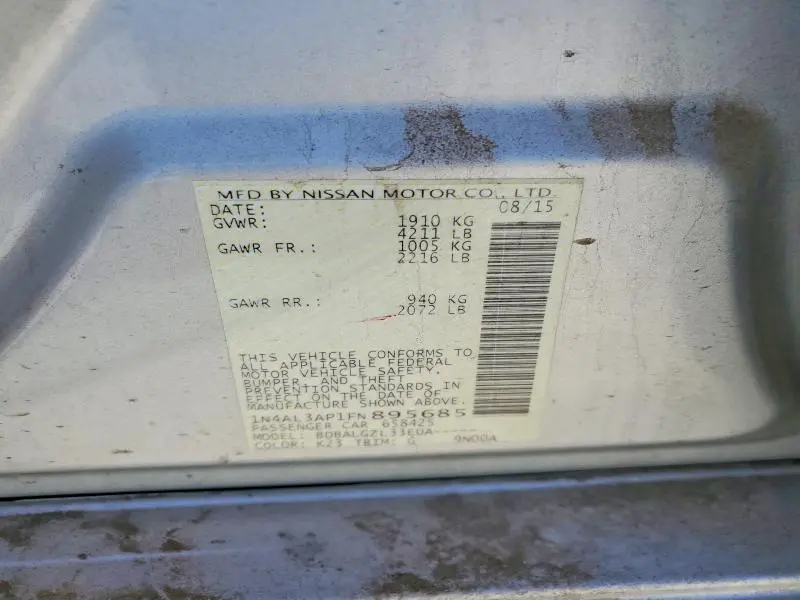 2015 NISSAN ALTIMA 2.5 S  