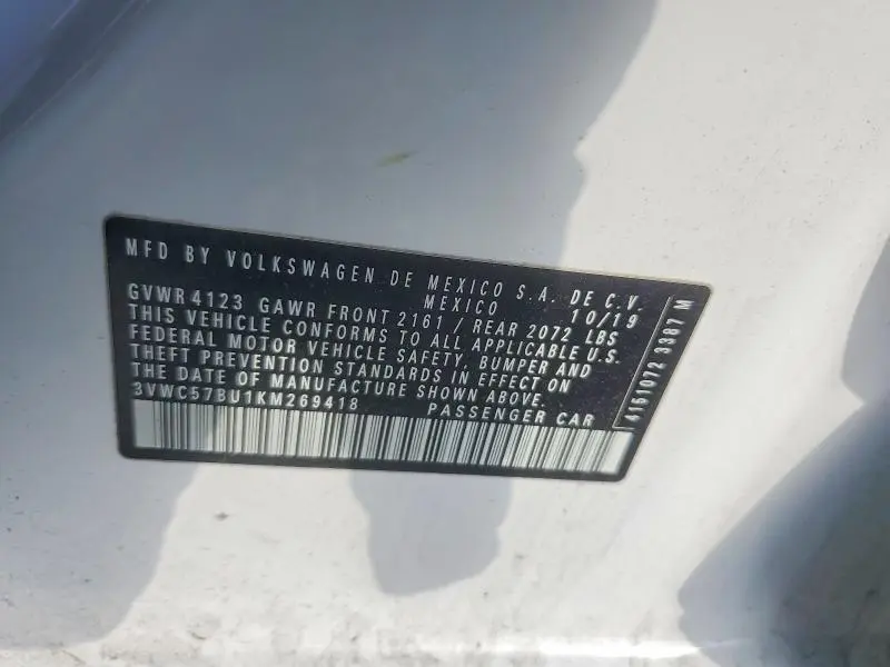 2019 VOLKSWAGEN JETTA S  