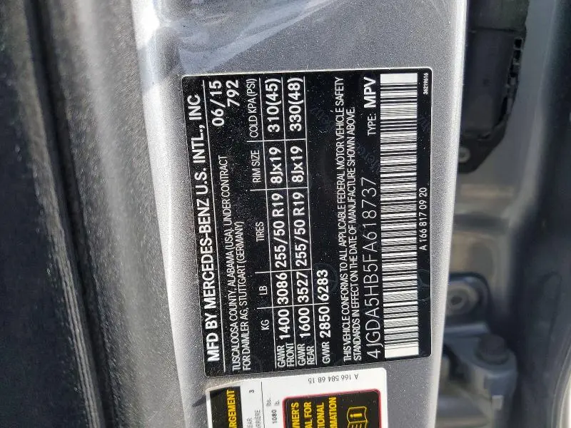 2015 MERCEDES-BENZ ML 350 4MATIC  