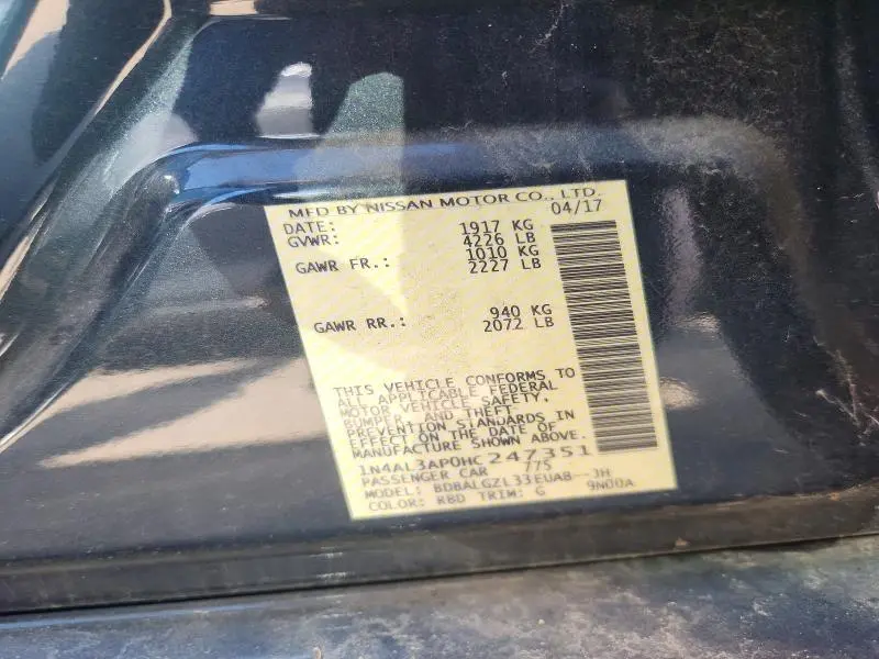 2017 NISSAN ALTIMA 2.5 S  