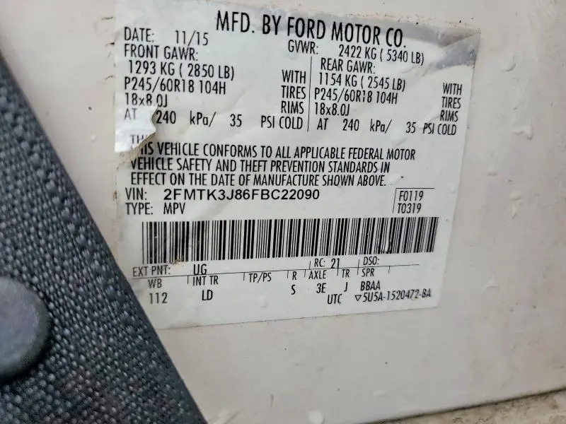 2015 FORD EDGE SEL  