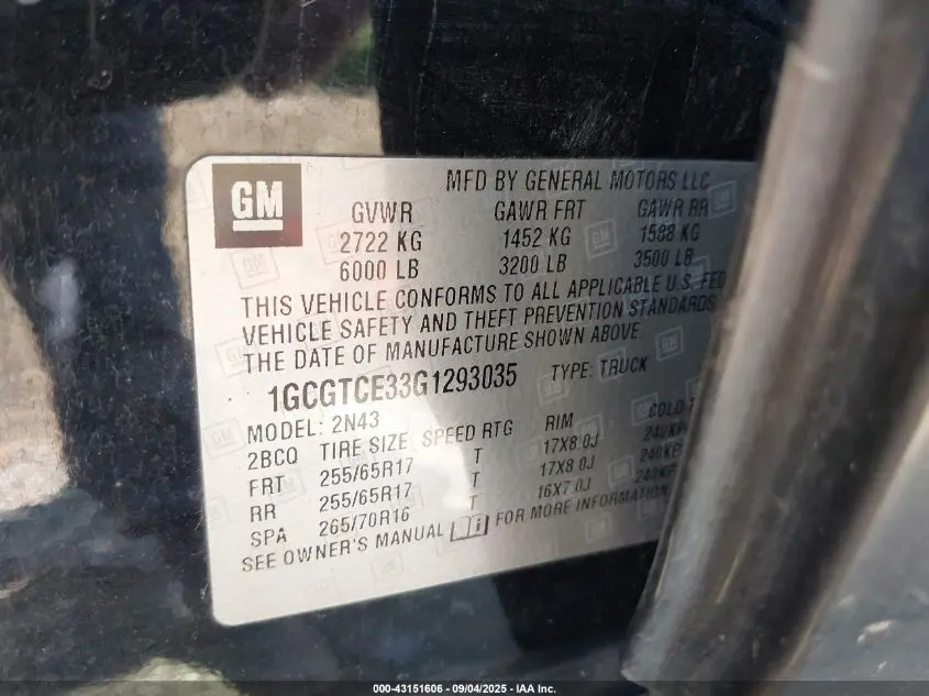 2016 CHEVROLET COLORADO LT