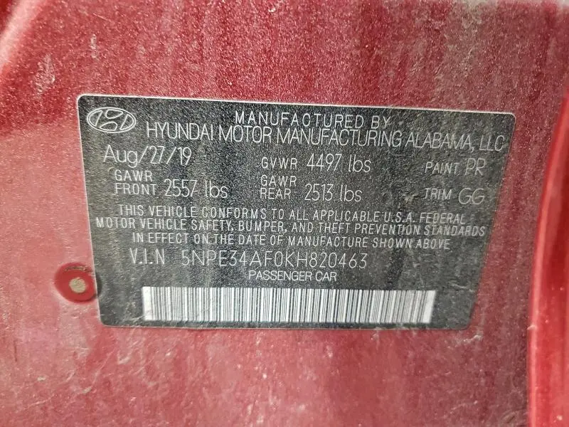 2019 HYUNDAI SONATA LIMITED  