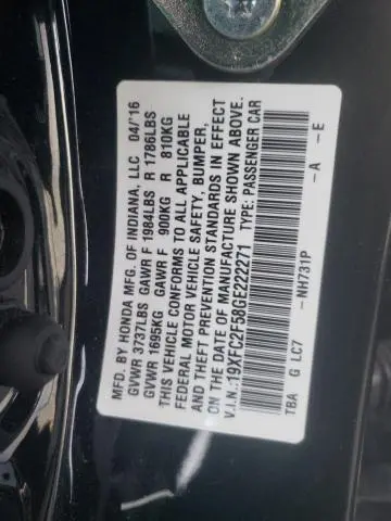 2016 HONDA CIVIC LX  