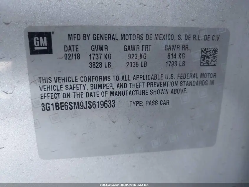 2018 CHEVROLET CRUZE LT AUTO