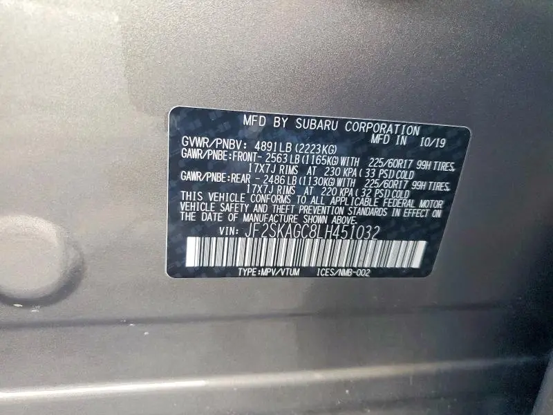 2020 SUBARU FORESTER PREMIUM  