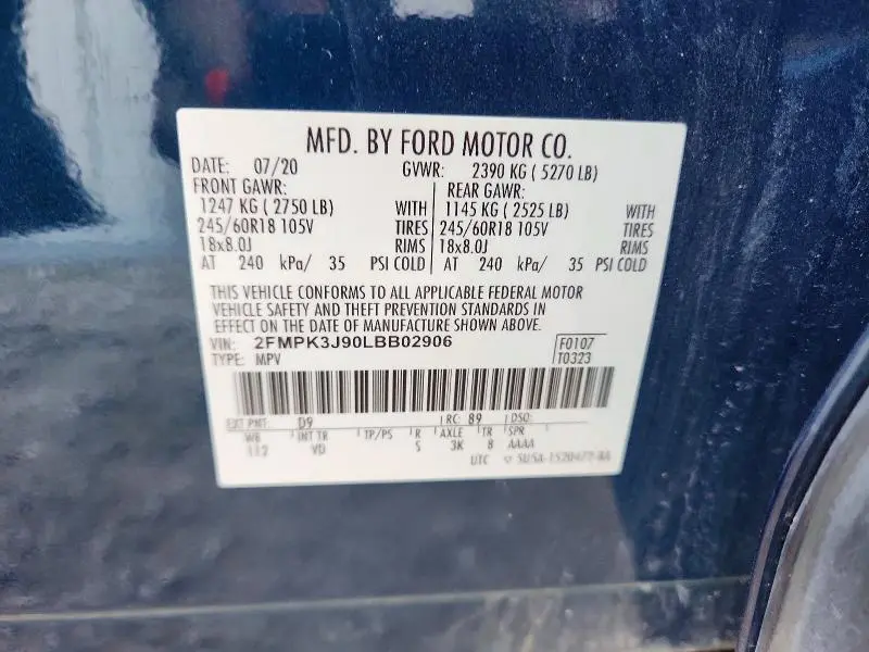 2020 FORD EDGE SEL  