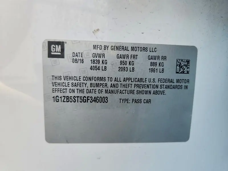 2016 CHEVROLET MALIBU LS  