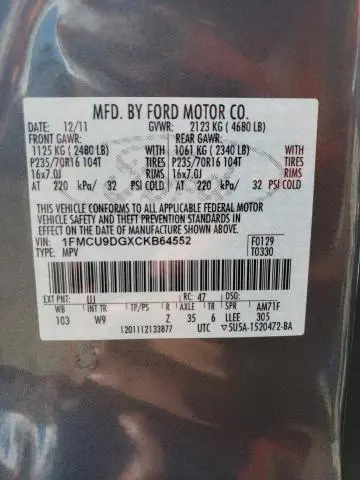 2012 FORD ESCAPE XLT  