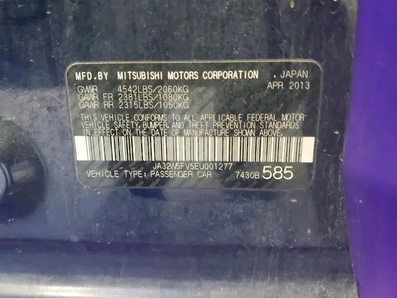 2014 MITSUBISHI LANCER EVOLUTION MR  