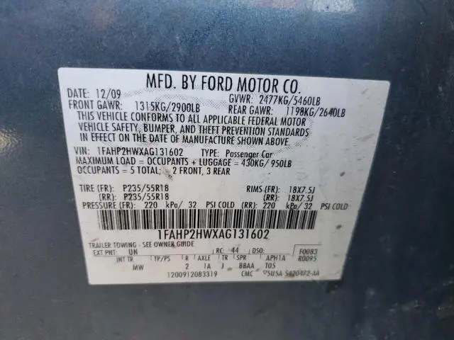 2010 FORD TAURUS SEL  