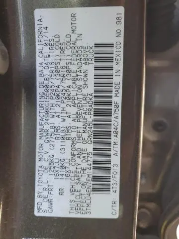 2014 TOYOTA TACOMA DOUBLE CAB  