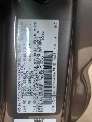 2015 TOYOTA TACOMA ACCESS CAB  