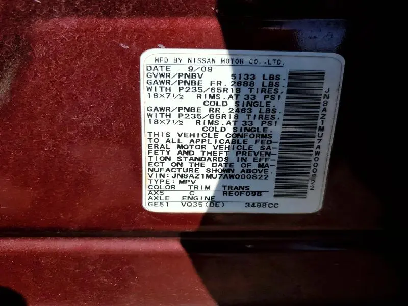 2010 NISSAN MURANO S  