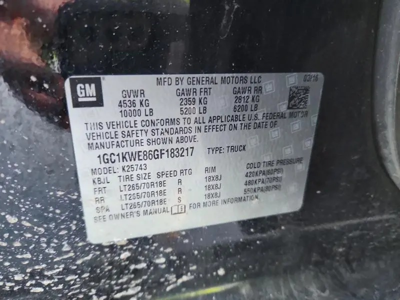 2016 CHEVROLET SILVERADO K2500 HEAVY DUTY LTZ  