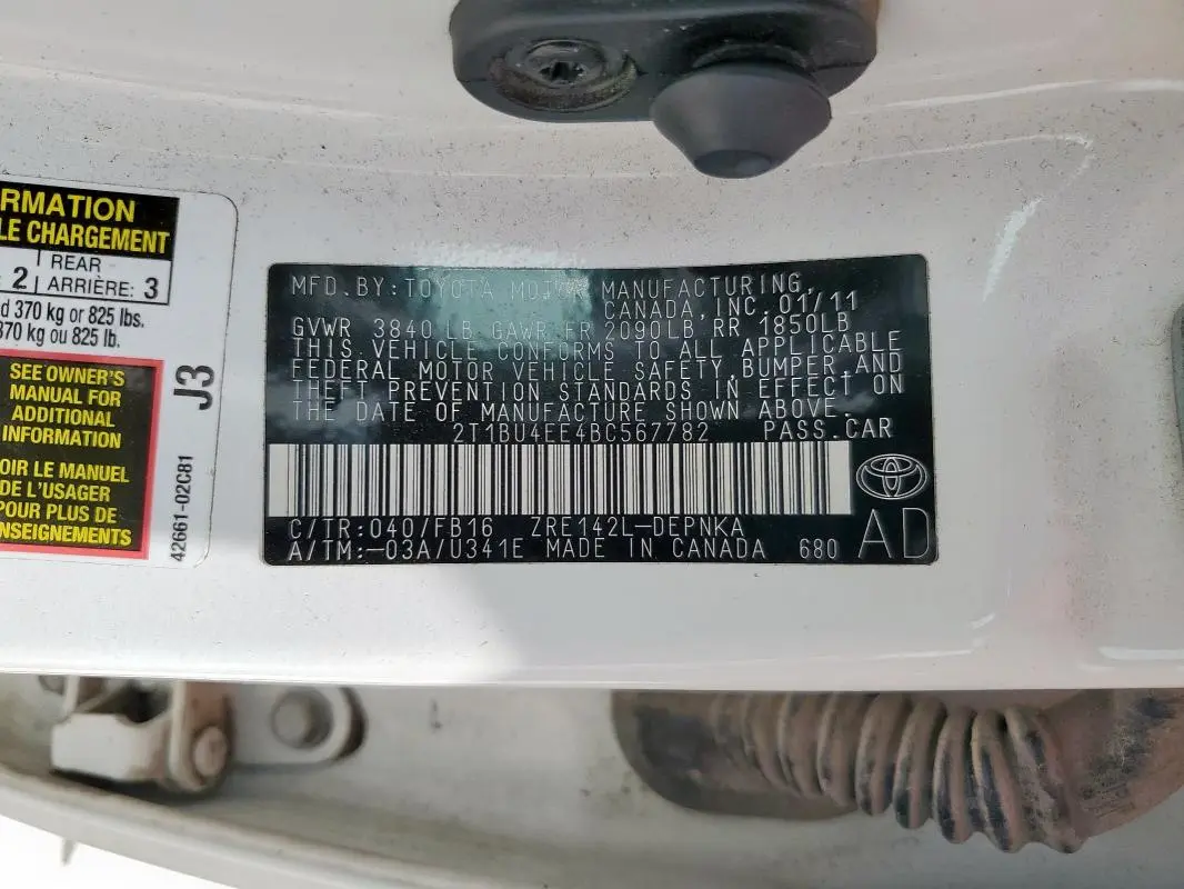 2011 TOYOTA COROLLA BASE  