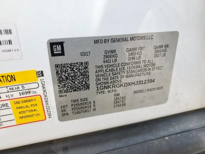 2017 CHEVROLET TRAVERSE LT  