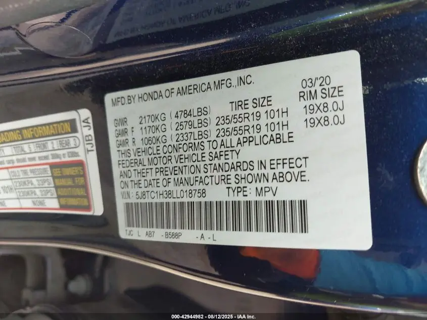 2020 ACURA RDX STANDARD