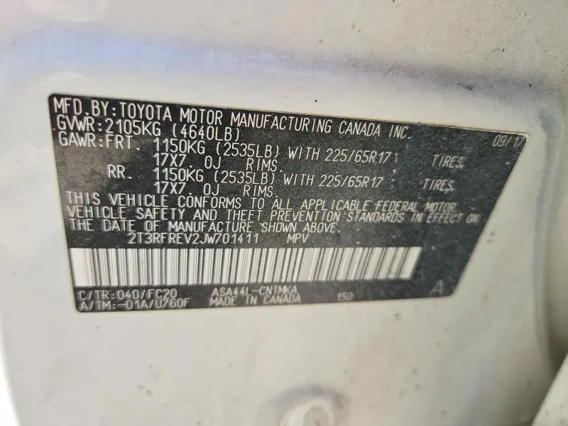 2018 TOYOTA RAV4 XLE  