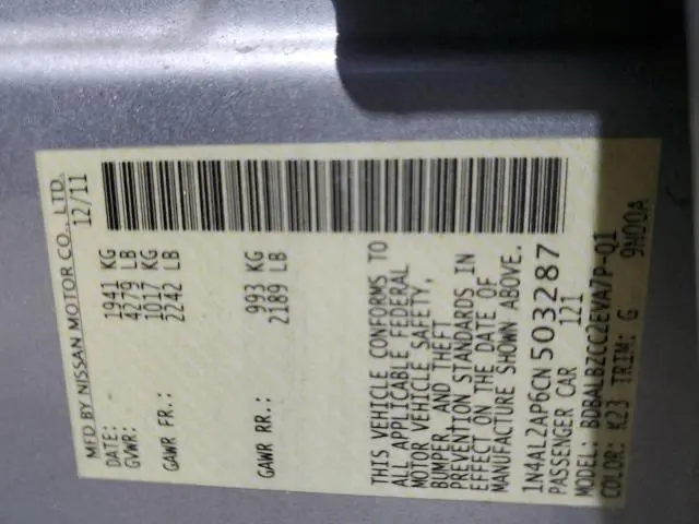 2012 NISSAN ALTIMA BASE  