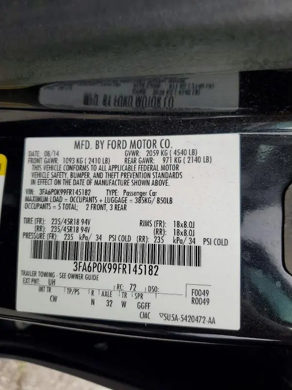 2015 FORD FUSION TITANIUM  