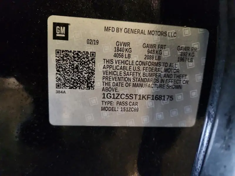 2019 CHEVROLET MALIBU LS  