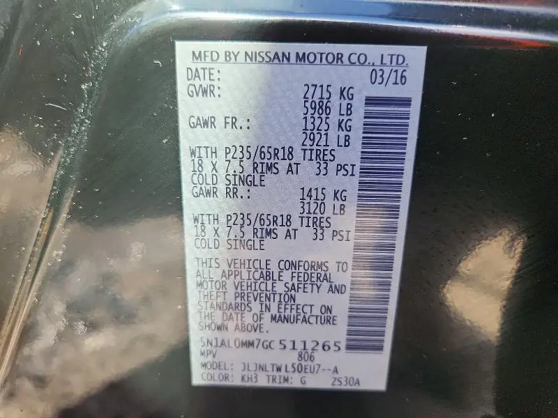 2016 INFINITI QX60 BASE  