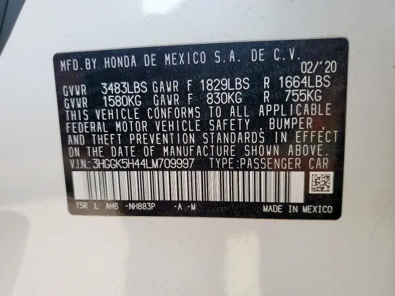 2020 HONDA FIT LX  