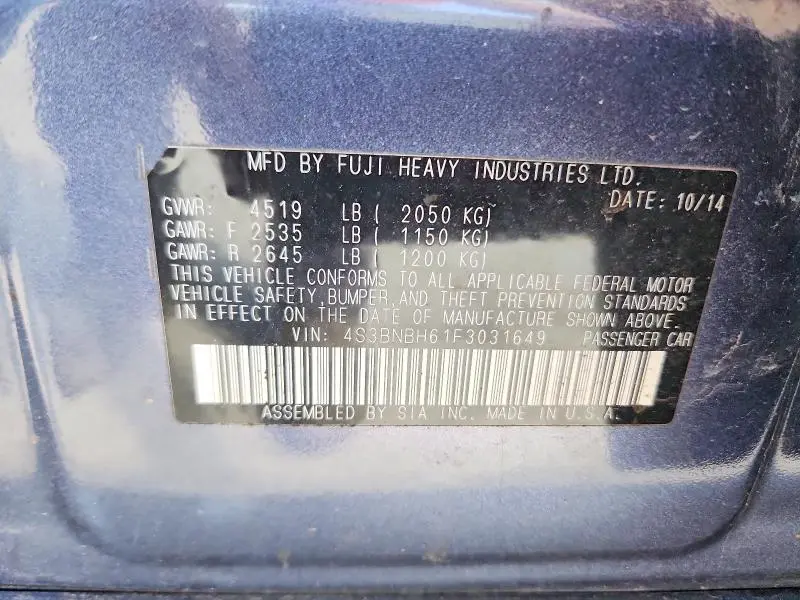 2015 SUBARU LEGACY 2.5I PREMIUM  