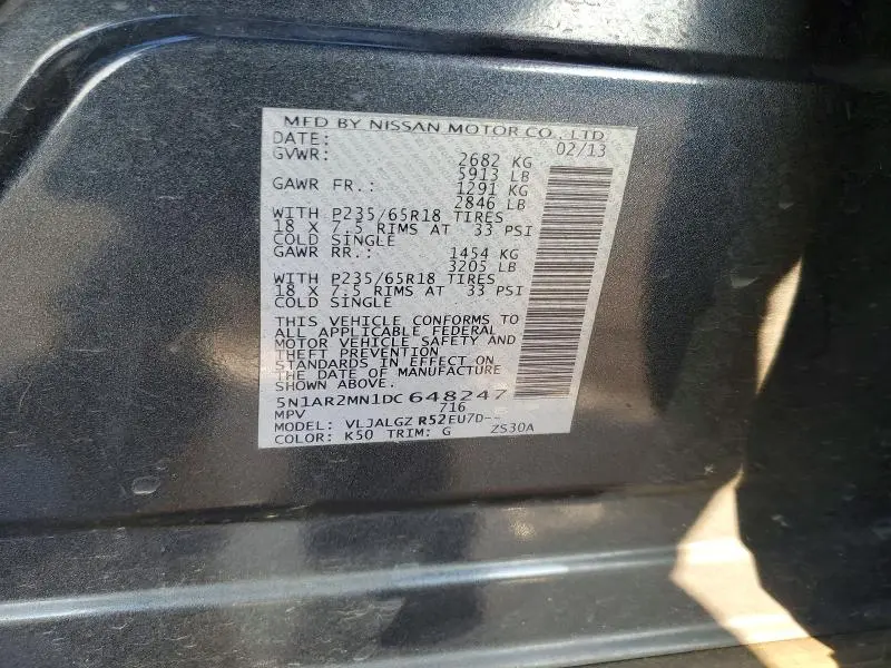 2013 NISSAN PATHFINDER S  