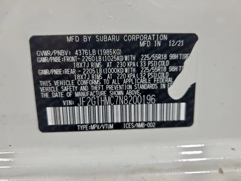 2022 SUBARU CROSSTREK LIMITED  