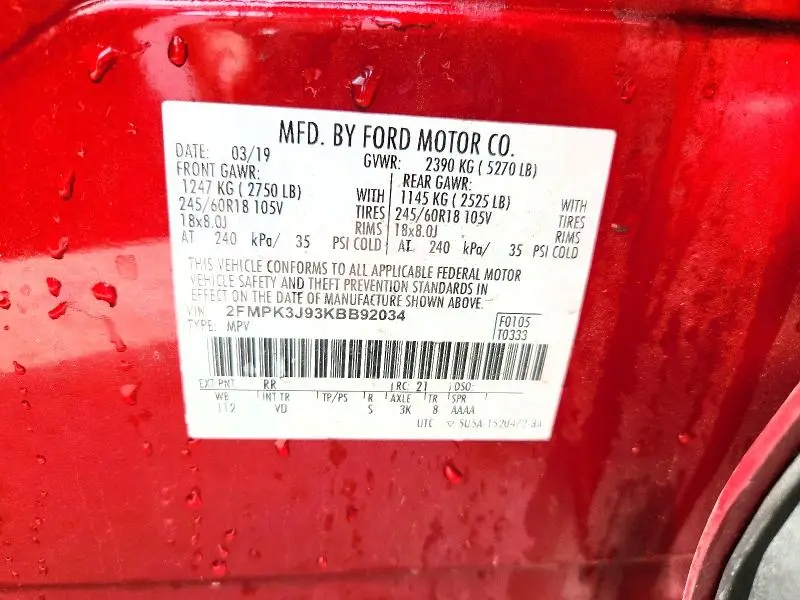 2019 FORD EDGE SEL  