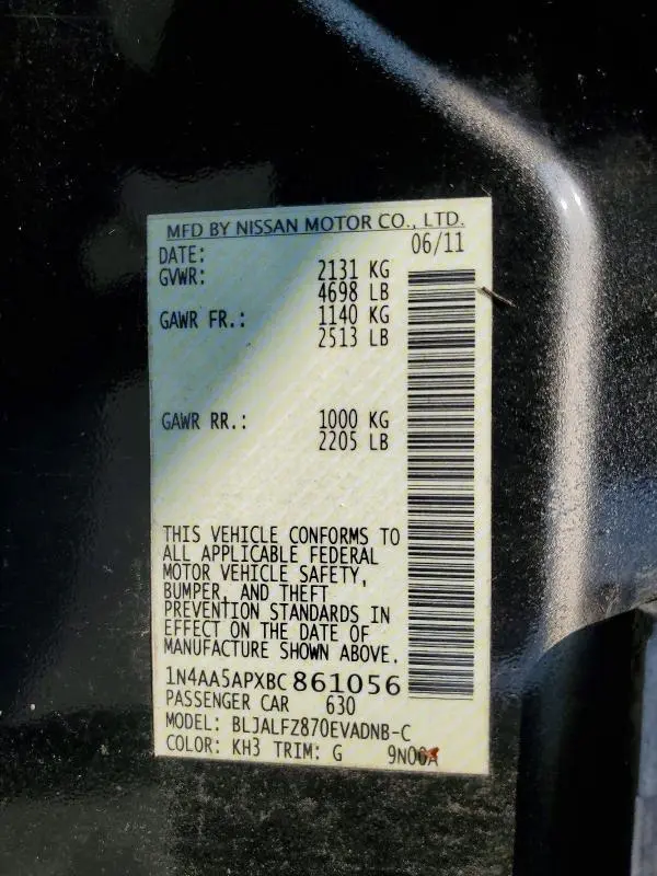 2011 NISSAN MAXIMA 3.5 S  