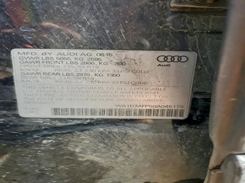 2016 AUDI Q5 PREMIUM PLUS S-LINE  