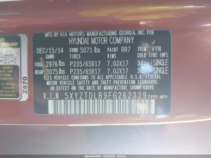 2015 HYUNDAI SANTA FE SPORT 2.4L