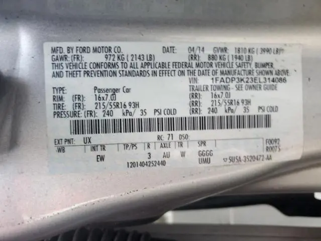 2014 FORD FOCUS SE  