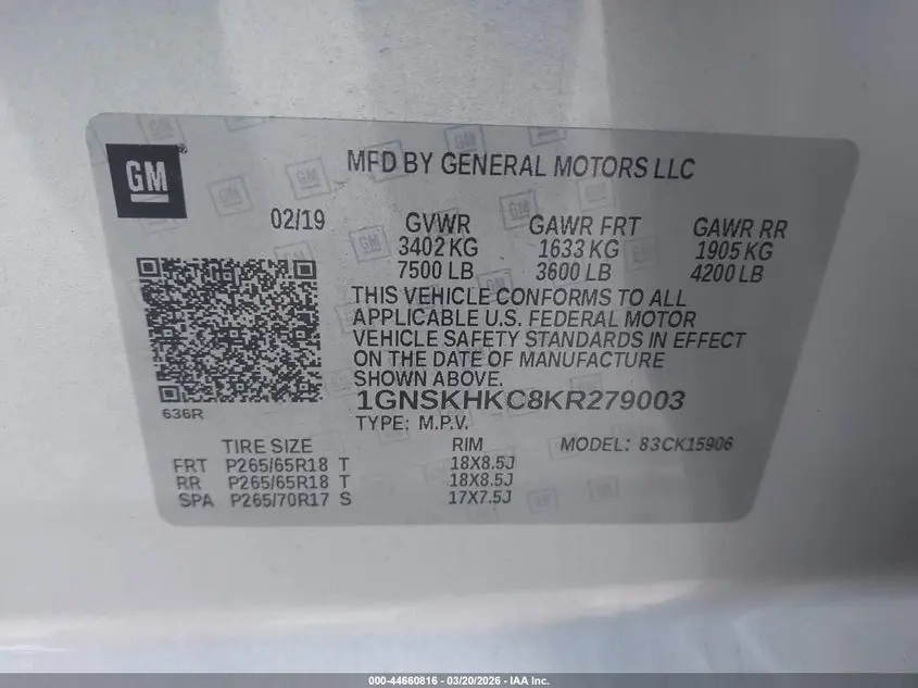 2019 CHEVROLET SUBURBAN LT