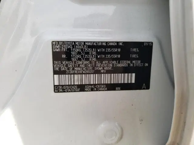 2015 TOYOTA RAV4 LIMITED  