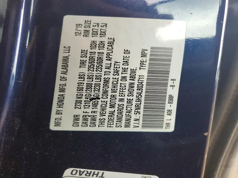 2020 HONDA ODYSSSEY   