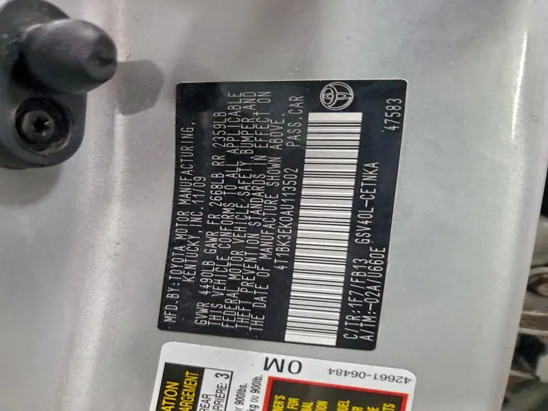 2010 TOYOTA CAMRY SE  