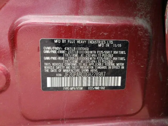 2016 SUBARU CROSSTREK PREMIUM