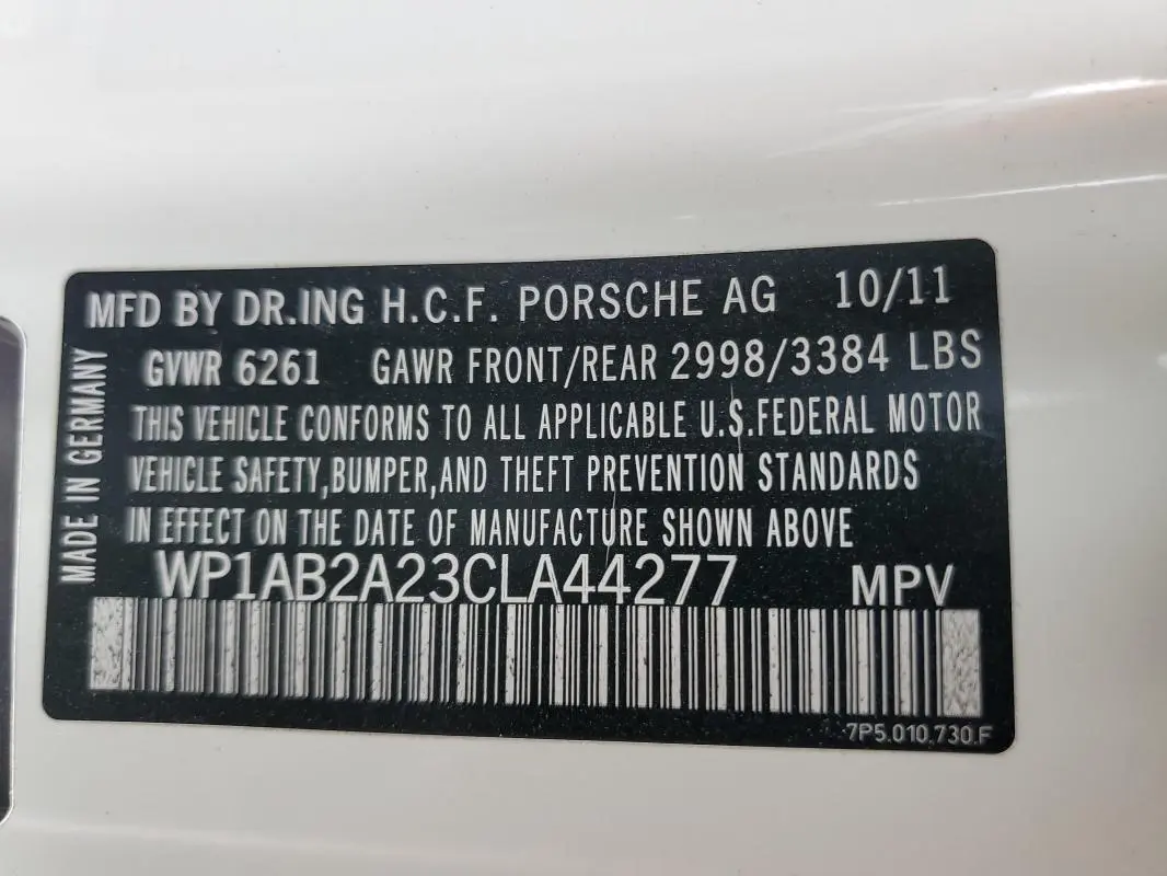 2012 PORSCHE CAYENNE S  