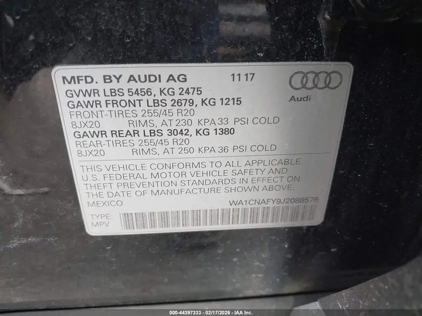 2018 AUDI Q5 2.0T PREMIUM/2.0T TECH PREMIUM