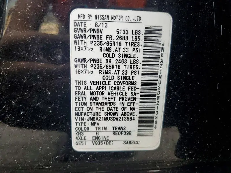 2013 NISSAN MURANO S  