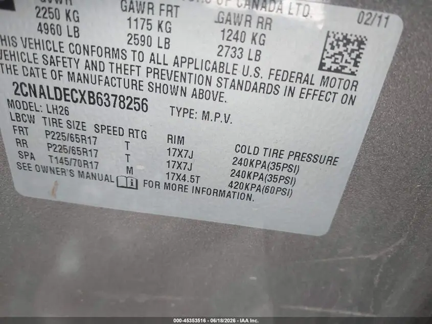 2011 CHEVROLET EQUINOX 1LT