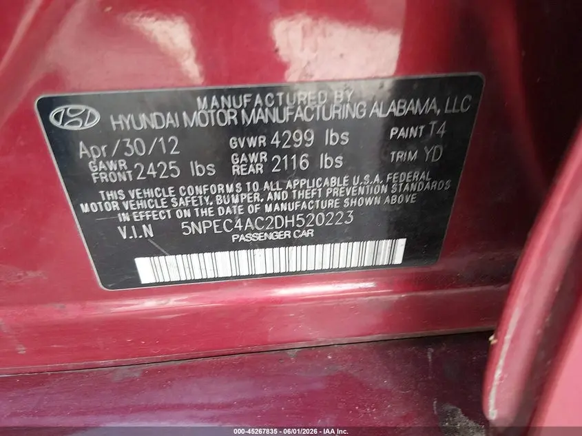 2013 HYUNDAI SONATA LIMITED